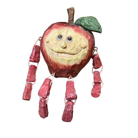 Handcrafted  Orange and Apple Shelf Sitter Lot Anthropomorphic Fruit - Picture 7 of 15